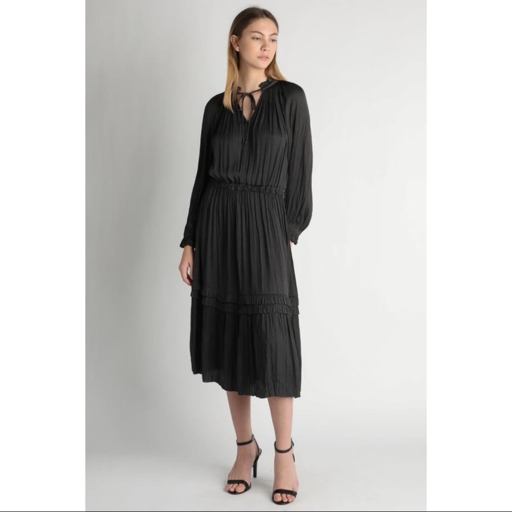 Pleated  Long Sleeve Dress - Picture 3 of 5